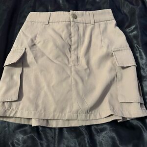 Beige And Black Cargo Mini Skirt